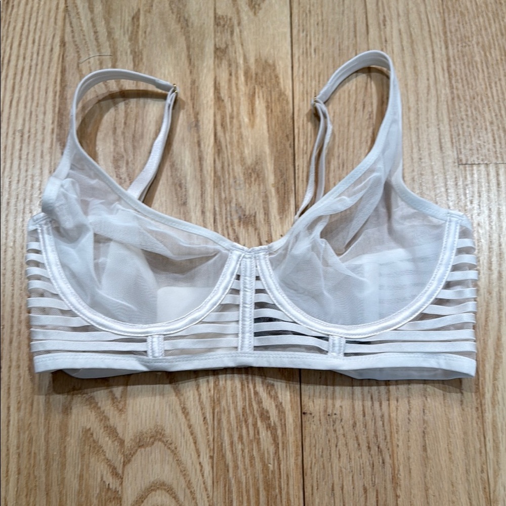 White Sheer Striped Bra